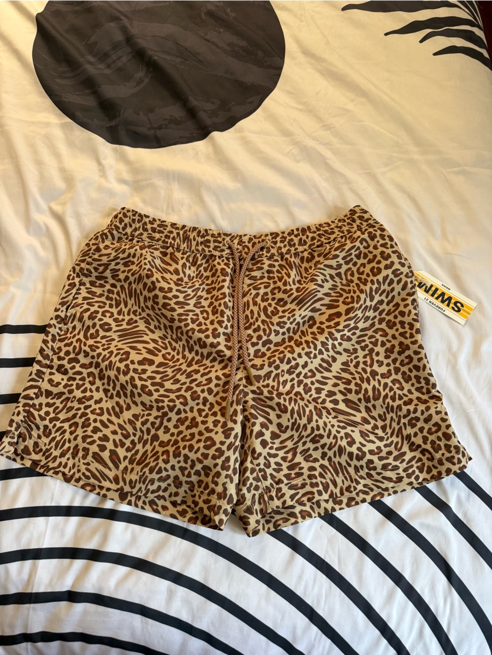 Forever 21 Leopard-Print Swim Trunks